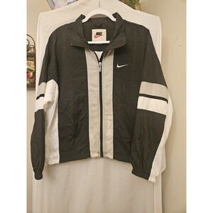 Vintage‎ Nike Track Windbreaker Jacket Full Zip Up Size Large Youth Black VTG